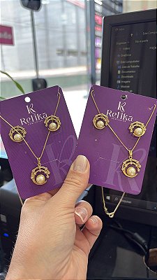 CONJUNTO LUA PEROLA - SEMIJOIA