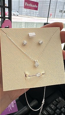 CONJUNTO MOISSANITE + 18 SOLITARIO 2.0 - PRATA 925