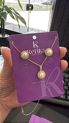 CONJUNTO PEROLA - SEMIJOIA