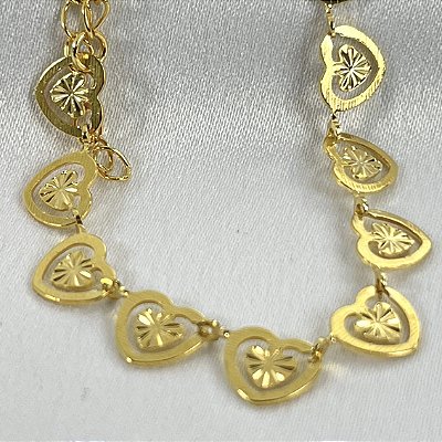 PULSEIRA CORAÇÕES S NO DOURADO - SEMIJOIA