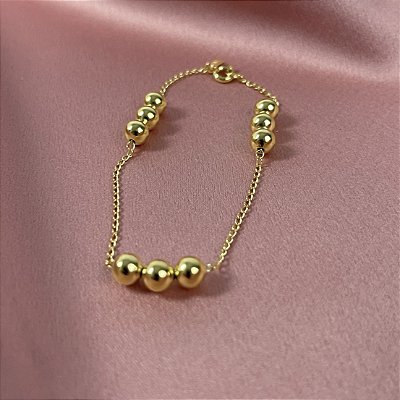 PULSEIRA ELOS BOLAS DOURADA - SEMIJOIA