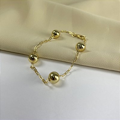 PULSEIRA ELOS BOLAS NO DOURADO - SEMIJOIA