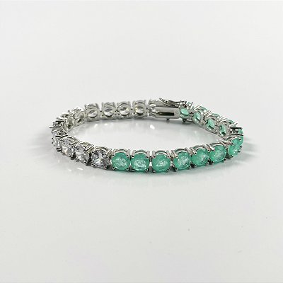 PULSEIRA RIVIEIRA PRATA ROSA VERDE MAR - SEMIJOIA