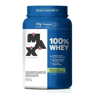 Whey 100% da Max Titanium sabor Pistache com Chocolate Branco (900g)