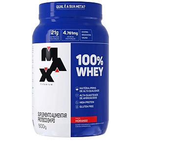 Whey 100% Max Titanium - Sabor Morango (900g)
