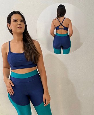 Conjunto Fitness Legging - Duo Blue (Marinho e Azul Serenity)