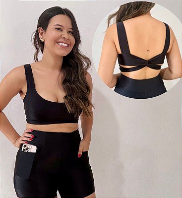 Conjunto Fitness Short - Black Utility com Design nas Costas
