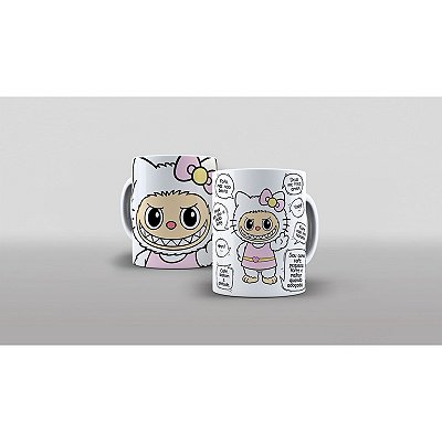 Caneca Personalizada Unykk Arte Labubu Hello Kitty Fofa Mas Não Basta