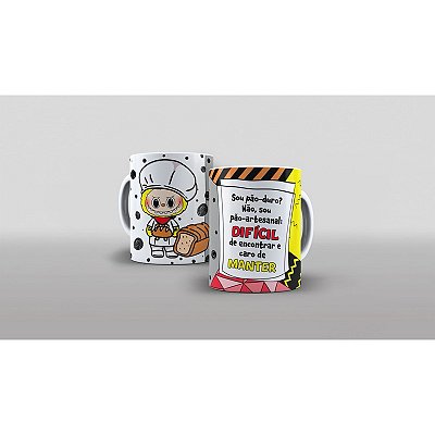 Caneca Personalizada Unykk Arte Labubu Sou Pão Duro Não sou artesanal