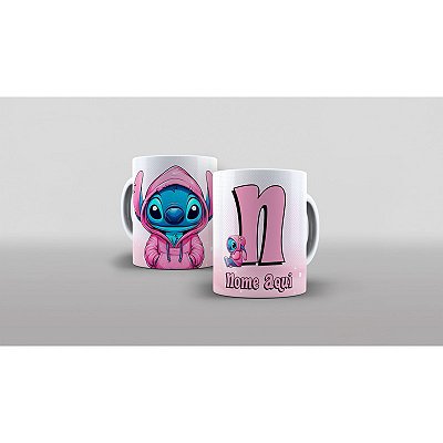 Caneca Personalizada Unykk Arte Lilo Stitch Alfabeto Coloque Seu nome Com sua Inicial