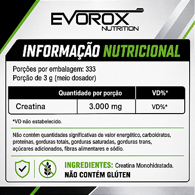 CREATINA MONOHIDRATADA 1 KG - EVOROX NUTRITION