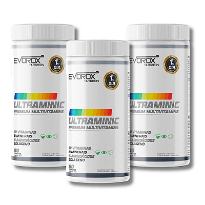 3X MULTIVITAMÍNICO ULTRAMINIC 90 TABLETES - EVOROX NUTRITION