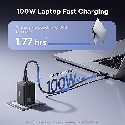 Baseus 100w gan carregador rápido para xiaomi samsung iphone 17 16 15 portátil t