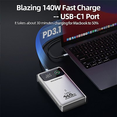 Movespeed m25pro 140w power bank 25000mah tipo c