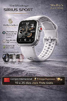 ShelbVantage Sirius Sport – IPS HD 1.85” | Chamadas Bluetooth HD | Bateria 450mAh