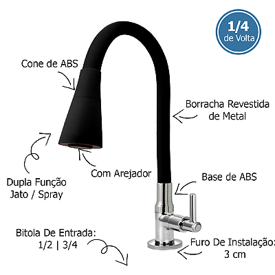 Torneira Fria de Bancada Flexivel
