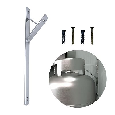 Suporte Botijão de Gás Antifurto Parede Cromado