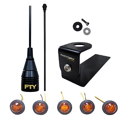 Antena Enfeite p/ Caminhonete com Suporte e Luz LED de Grade