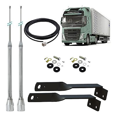 2 Antena Px 2,70m Prolongador 30cm Suporte Traseiro Volvo Fh