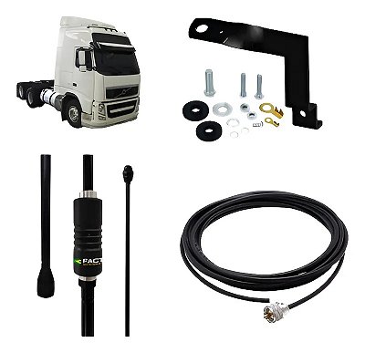 Kit Antena Px Viúva Negra Suportes Volvo Fh Com Cabo Px 5.5