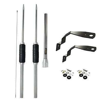 Antena PX Viúva Negra Full Inox Par Suporte Caminhão Scan