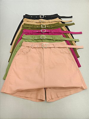 Short saia - sarja com elastano - Rosa