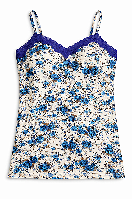 Camiseta Básica Feminina com Bojo e Renda - estampa floral