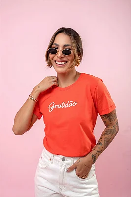 T-Shirt - Gratidão - cor Laranja