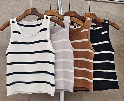 Regata Modal Gelada - Cinza Listrada