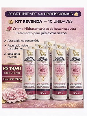KIT REVENDA – 10 UNIDADES do nosso 🌹 Creme Hidratante Óleo de Rosa Mosqueta