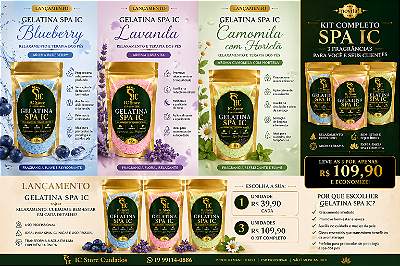 KIT GELATINA SPA IC – 3 UNIDADES Tenha uma experiência completa de spa dos pés com o Kit Gelatina SPA IC, composto por três fragrâncias exclusivas que proporcionam relaxamento, hidratação e bem-estar. 📦 O KIT CONTÉM: • 3 Gelatinas SPA IC – 150g