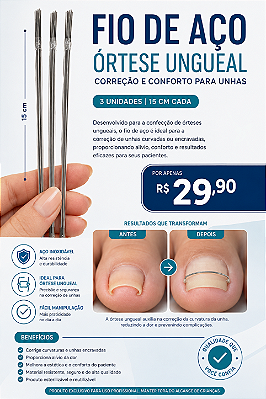 FIO DE AÇO PARA ÓRTESE UNGUEAL – 3 UNIDADES 15CM