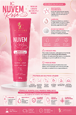 ☁️🌸 IC NUVEM ROSÉ | 30 g Hidratante de toque aveludado para mãos e pés, desenvolvido com Niacinamida (Nicotinamida) + Lanolina + Ácido Esteárico. ✨ Hidratação • Maciez • Emoliência •