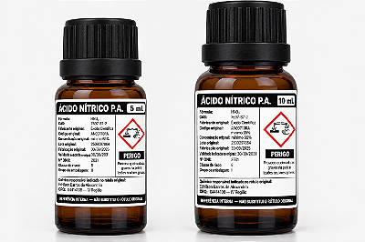 ÁCIDO NÍTRICO P.A. — 5 mL 💰 Valor: R$ 49,90 Produto químico de alta concentração, destinado a aplicações técnicas específicas, conforme suas características e documentação de segurança. 🧪 Fórmula: HNO₃ 📦 Apresentação: 5 mL
