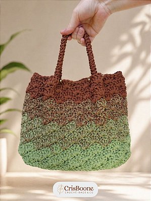 Bolsa de crochê Sol - degradê verde/marrom