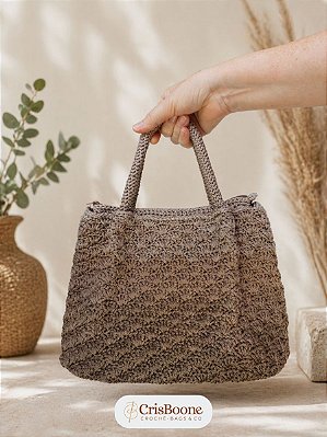 Bolsa de crochê Sol - degradê marrom/bege