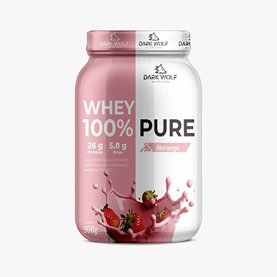 Whey 100% Pure 900gr Pote - Dark Wolf Nutrition - Morango