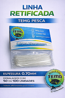 Linha Retificada TEMG Pesca 0,70mm 50 ou 100un