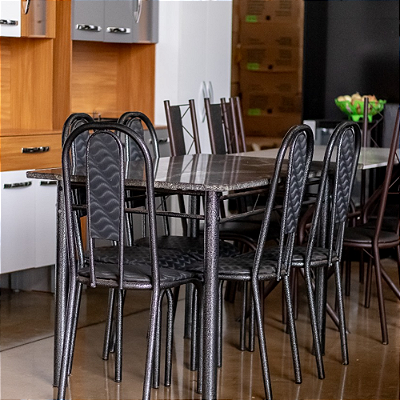 Conjunto de Mesa WLM06 Retangular c/ 6 Cadeiras