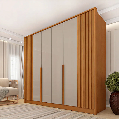 Roupeiro WLR125 Ripado - 6 Portas e 4 Gavetas - 2,44 Largura