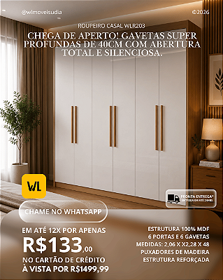 PROMOÇÃO - Roupeiro Casal WLR203