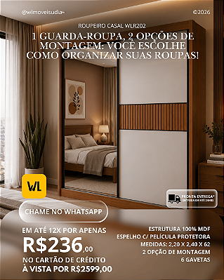 PROMOÇÃO - Roupeiro Casal WLR202