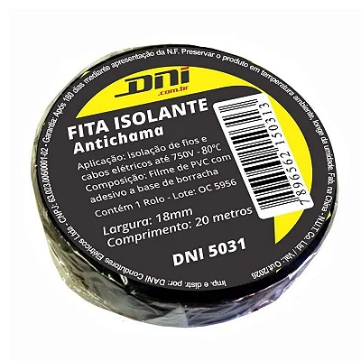 Fita Isolante DNI 18mm PVC 20 Metros Kit 10 un