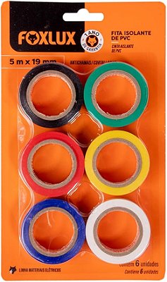 Fita Isolante Foxlux - Cores - Blister C/6 5 Mts