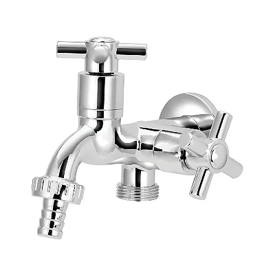 Torneira para Tanque/Jardim Cromado Stoc Parede Curta C21 ABS 2 Saídas