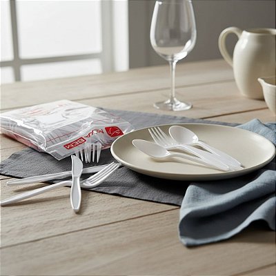 Garfo e Faca Descartável 100 Unidades – 2 Pacotes de 50 Talheres Plásticos para Festa, Churrasco