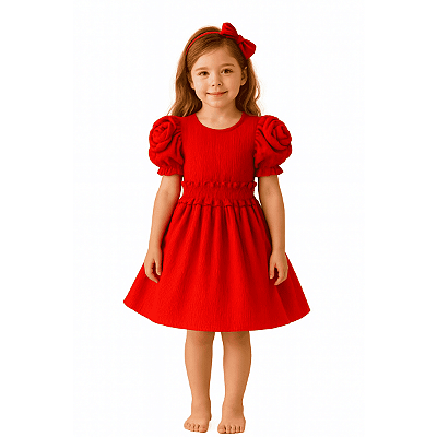 Vestido Infantil Vermelho Elegância Infantil