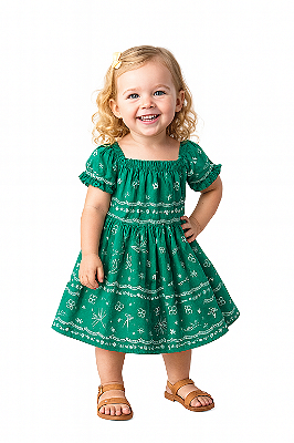 Vestido Infantil Malwee Encanto Verde Floral