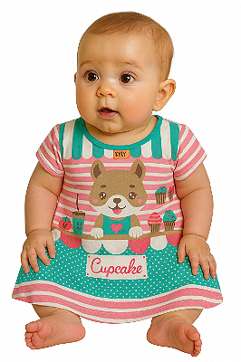 Vestido Infantil Cupcake Gatinho Kyly