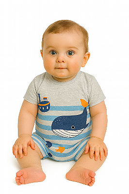 Macacão Infantil Bebê Baleia Aventura Marinha